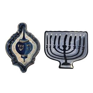Rite Lite Susan Fischer Weis Dreidel Dish & Clay Art Menorah Bowl Hanukkah Set